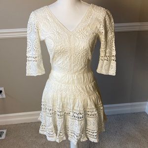 NWT LoveShackFancy Solstice Embroidered White Cream Lace Eyelet Flower Dress 0